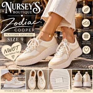 Zodiac Cooper Womens 9 NWOT Cream Knit Platform Sneakers Chunky Sole